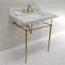 Fauceture KVPB3022M8SQ7 30" Console Sink with Brass Legs (8-Inch, 3 Hole), Marble White/Brushed Brass KVPB3022M8SQ7 - alternate 4